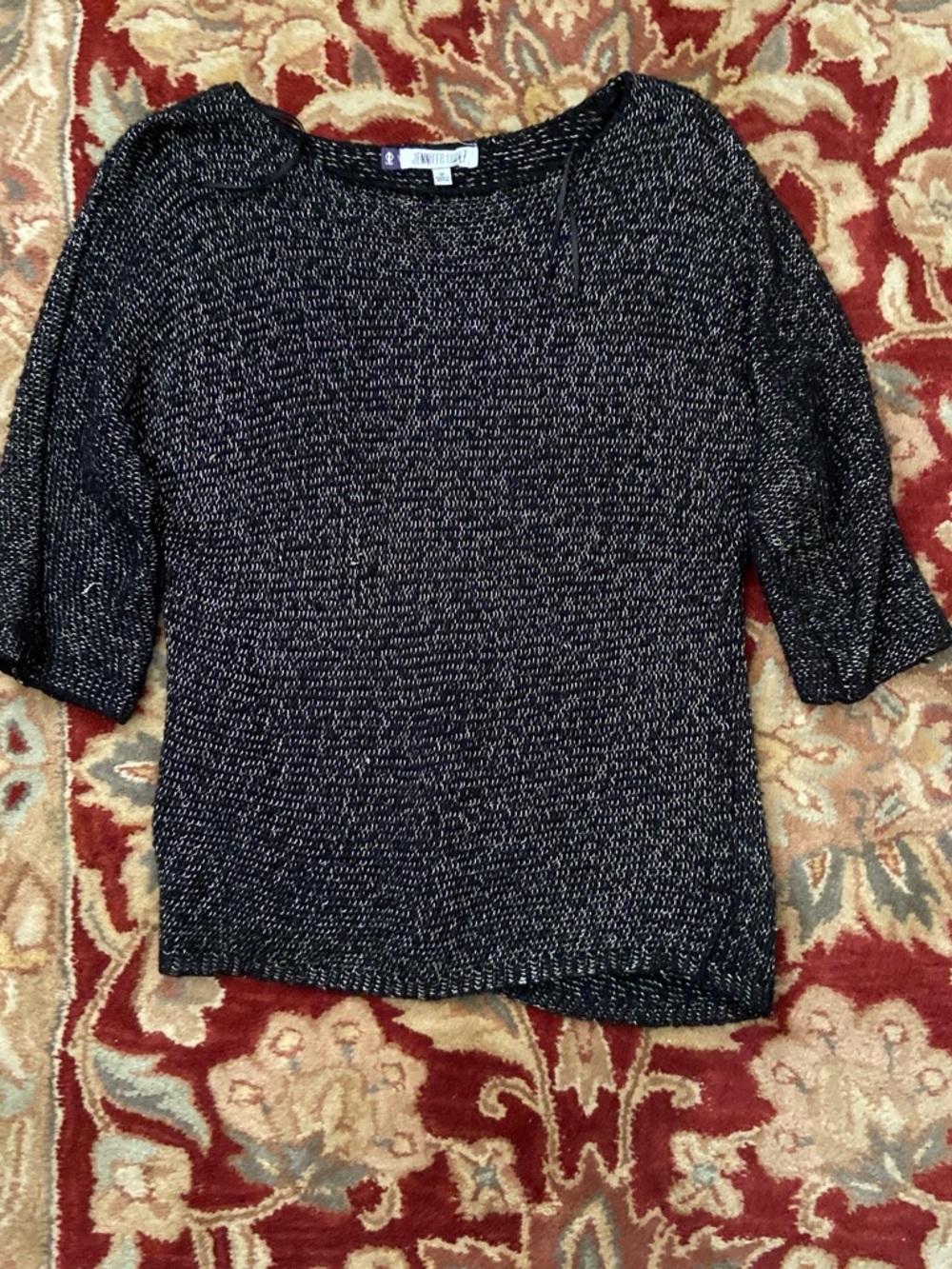 Jennifer Lopez Black Metallic Knit Top